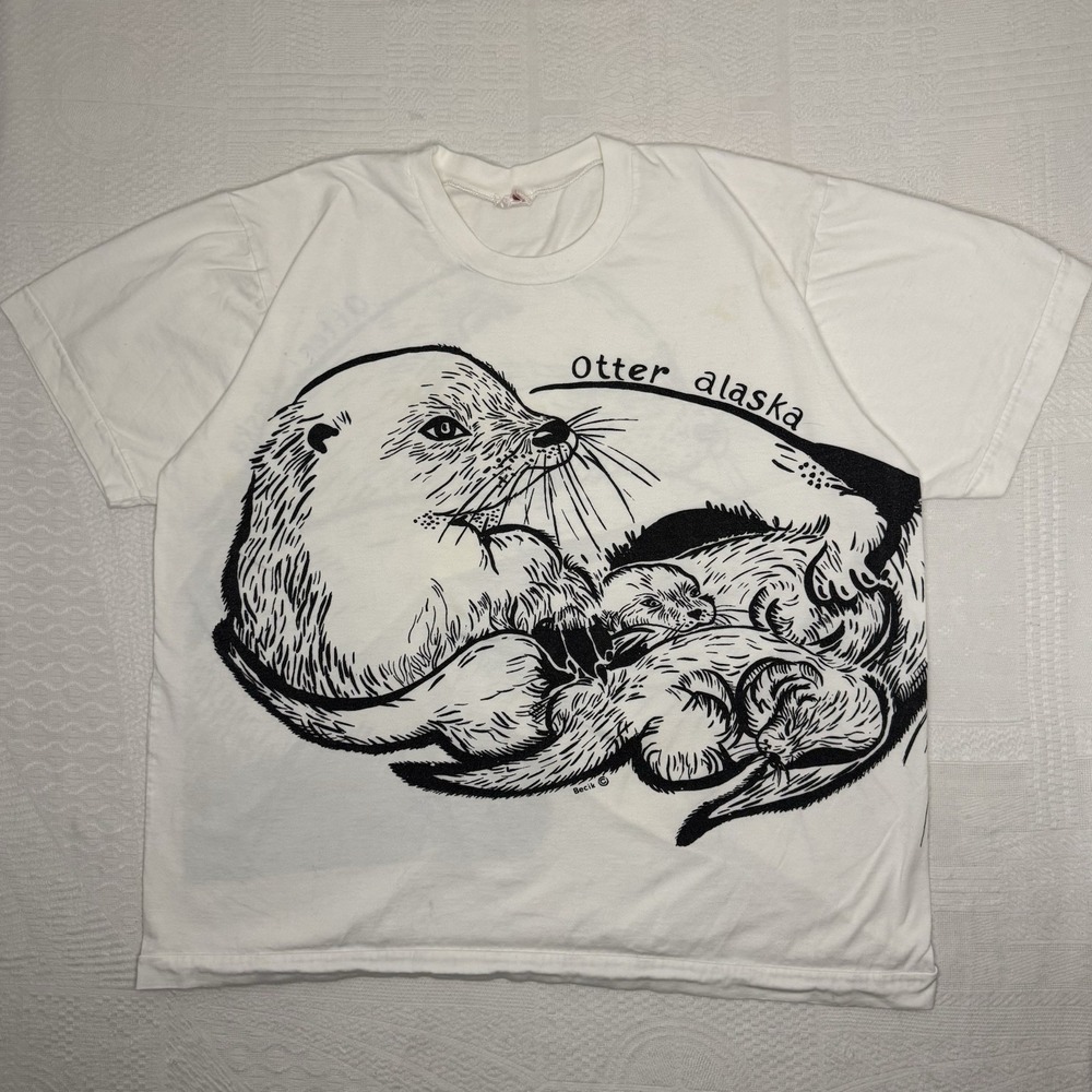 Vintage 80s Otter All Over Print Alaska Becik Art Medium
